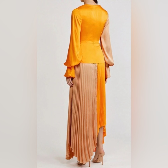 Acler empire dress size mustard orange and nude two tone assymetrical pleated 6 - Picture 6 of 12